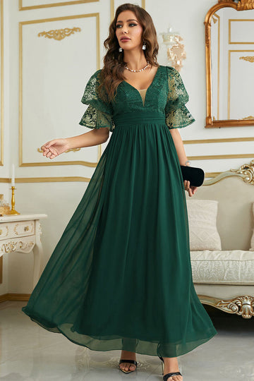 Vestido de Dama de Honor Con Encaje Gasa Burdeo